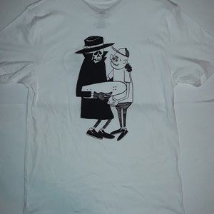 Vans Skeleton Shirt, White with Black Logo, Medium Custom Fit, EUC, Ships FREE